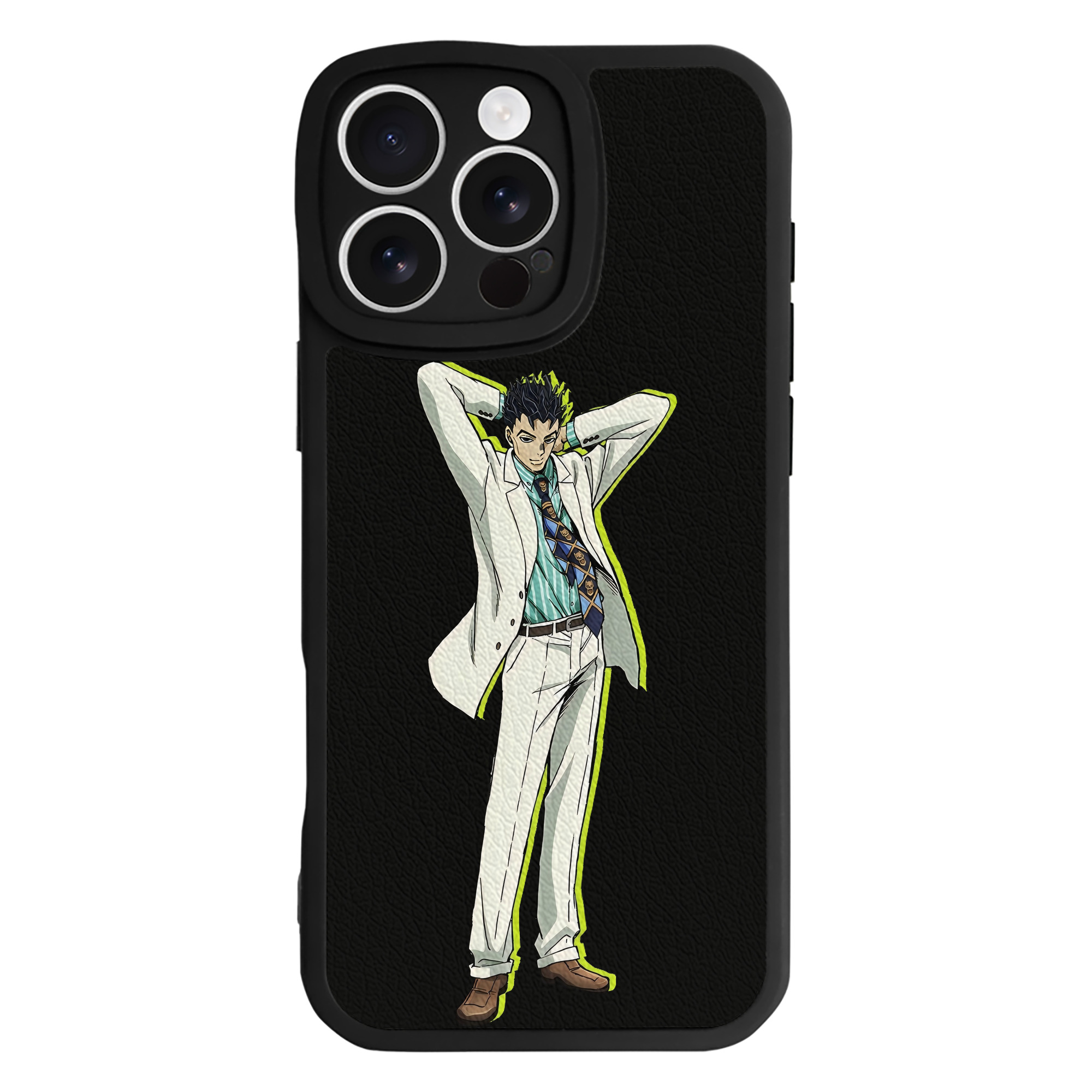 （画像用） ジョジョの奇妙な冒険 きら よしかげ JoJo's Bizarre Adventure Kira Yoshikage 【iPhone 16シリーズ対応】シリコンスマホケース（レザー調） 材質：シリコン